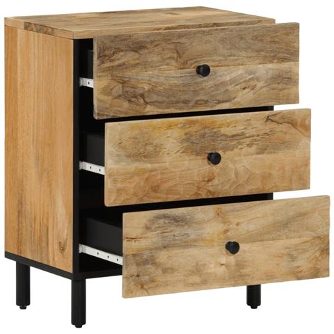 Comodino 50x33x60 Cm In Legno Massello Di Mango - Foto 2