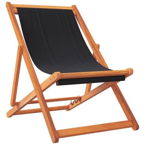 Sedie Da Spiaggia Pieghevoli 2 Pz In Tessuto Nero - Foto 3