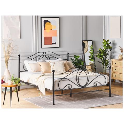 Letto Metallo Lyra 140 X 200 Cm Nero - Foto 1