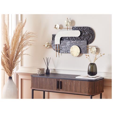 Decorazione Da Parete Nero E Oro 86 X 55 Cm Lutetium - Foto 1