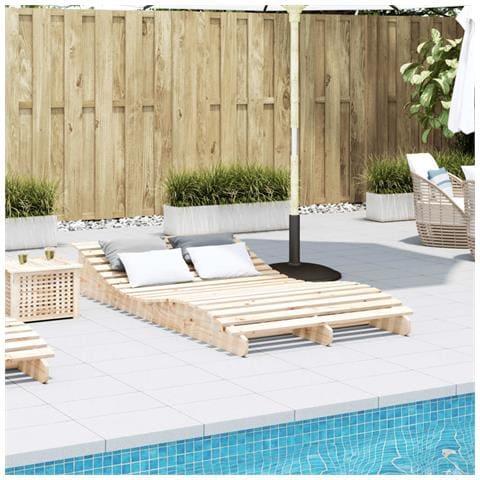 Lettino Prendisole 205x110x31,5 cm in Legno Massello di Pino - Foto 3