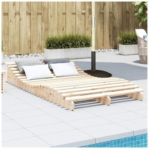 Lettino Prendisole 205x110x31,5 cm in Legno Massello di Pino - Foto 1