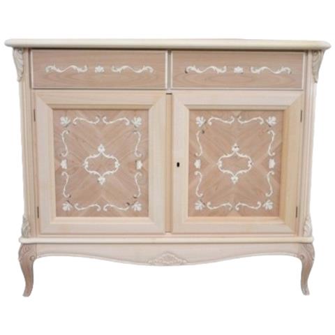 Credenza Classica 2 Porte 2 Cassetti Legno Grezzo L. 111 P. 44 H. 91 - Foto 1