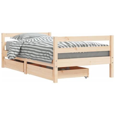 Giroletto Per Bambini Con Cassetti 80x160cm Legno Massello Pino - Foto 2