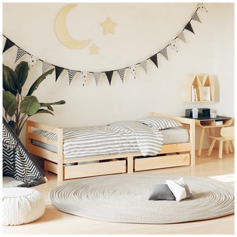 Giroletto Per Bambini Con Cassetti 80x160cm Legno Massello Pino - Foto 1