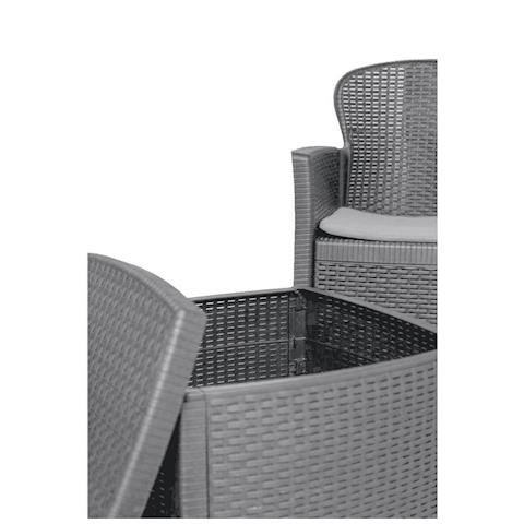 Salotto Da Giardino 2 Posti Da Esterno Due Poltrone E Tavolino Contenitore Effetto Rattan Antracite Tree - Foto 2