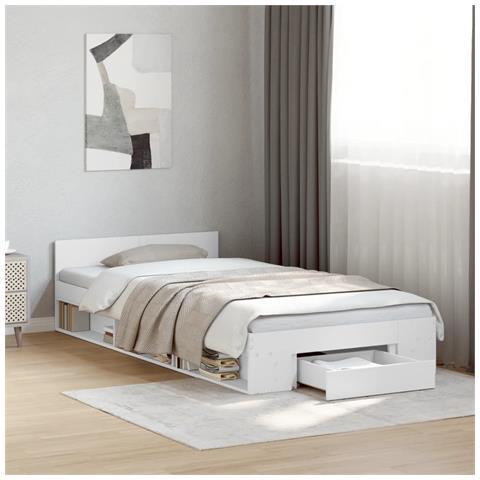 Giroletto Con Cassetto Bianco 90x190 Cm In Legno Multistrato - Foto 3