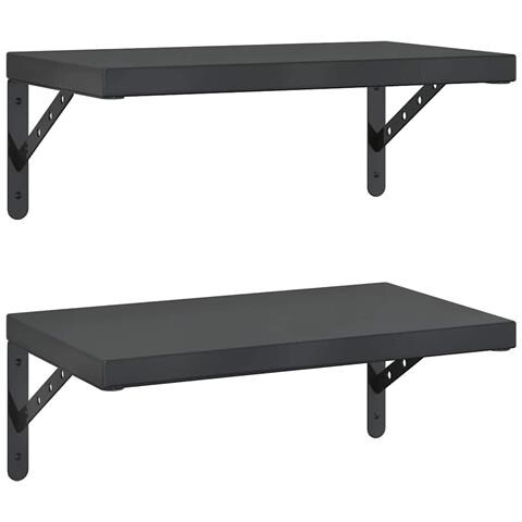 Mensole A Muro 2 Pz 50x30 Cm Nero In Acciaio Inossidabile - Foto 1
