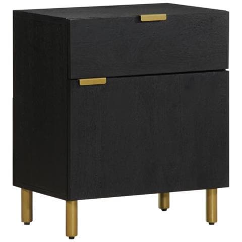 Comodino Nero 50x33x60 Cm In Legno Multistrato - Foto 1