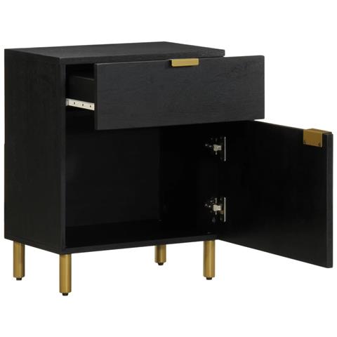 Comodino Nero 50x33x60 Cm In Legno Multistrato - Foto 2