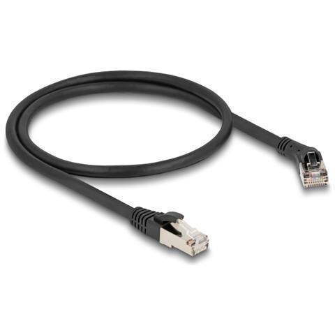 Cavo di rete RJ45 Cat. 8.1 S /FTP maschio da 45° angolato a destra per maschio diritto fino a 40 Gbps 0,5 m nero - Foto 1