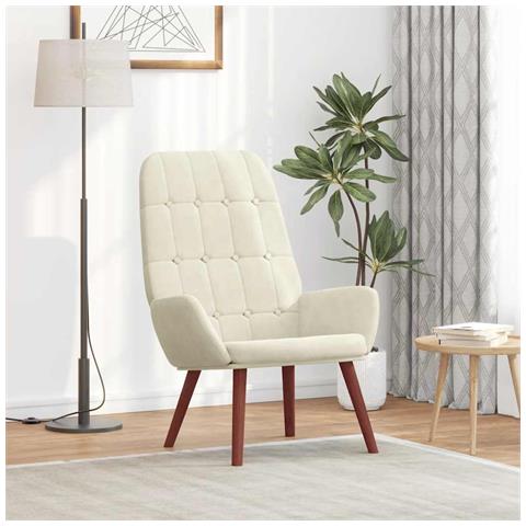 Sedia Relax Bianco Crema Velluto - Foto 1
