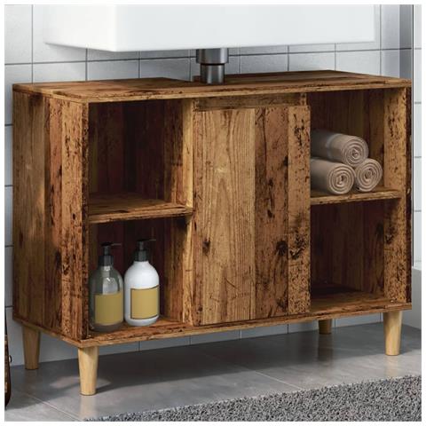 Mobile Da Bagno Legno Antico 80x33x60 Cm In Legno Multistrato - Foto 1