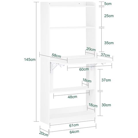 Scrivania Pieghevole 64x58x145cm Fwt92-h-w - Foto 2