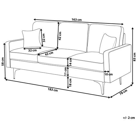 Divano 3 Posti Gavle Tessuto Beige Chiaro - Foto 8