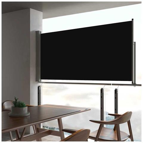 Lusso Casadino -  Tenda Laterale Retrattile Per Patio 80x300 Cm Nera - Foto 8