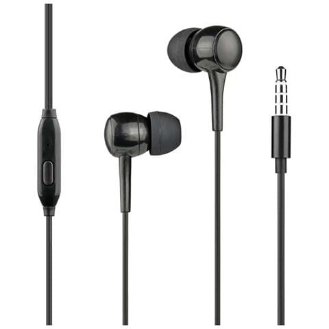 Cuffie In-ear Cablate 1,2m Jack 3.5mm Con Microfono, Nero - Foto 1
