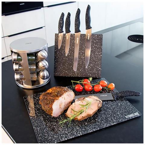 Ceppo Magnetico Con 5 Coltelli In Acciaio Inossidabile, Rivestimento In Titanio, Supporto Pieghevole - Foto 4