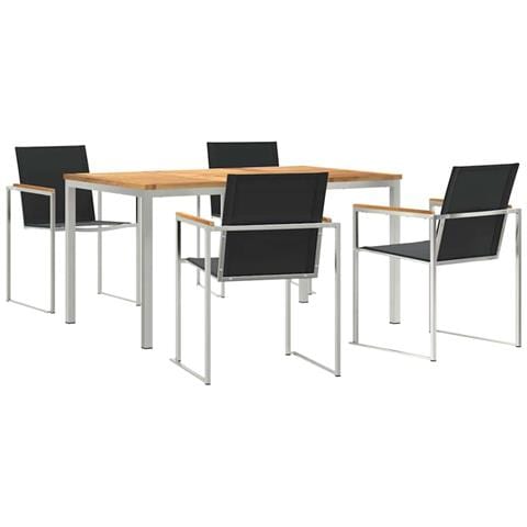Set da pranzo da giardino  5 pezzi in legno massiccio di teak, Tavolo da pranzo all'aperto  150x90x75 cm in legno massiccio di teak - Foto 1