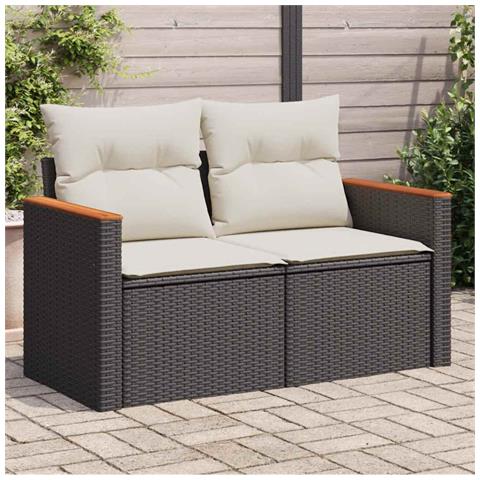Divano da Giardino con Cuscini a 2 Posti Nero in Polyrattan - Foto 2