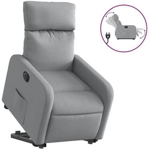 Poltrona Reclinante Alzapersona Elettrica Grigio Chiaro Tessuto - Foto 1