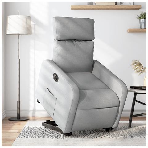 Poltrona Reclinante Alzapersona Elettrica Grigio Chiaro Tessuto - Foto 2