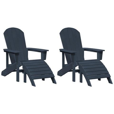 Sedia Adirondack con poggiapiedi 2 pcs blu navy HDPE, Sedia Adirondack con poggiapiedi blu navy HDPE - Foto 1