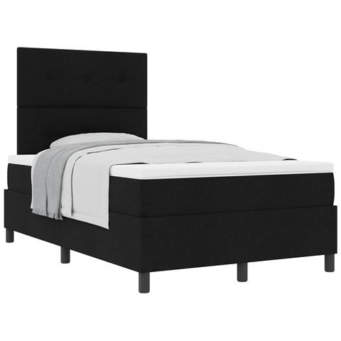 Letto con rete a molle con materasso Nero Piccolo Matrimoniale in Tessuto - Foto 1