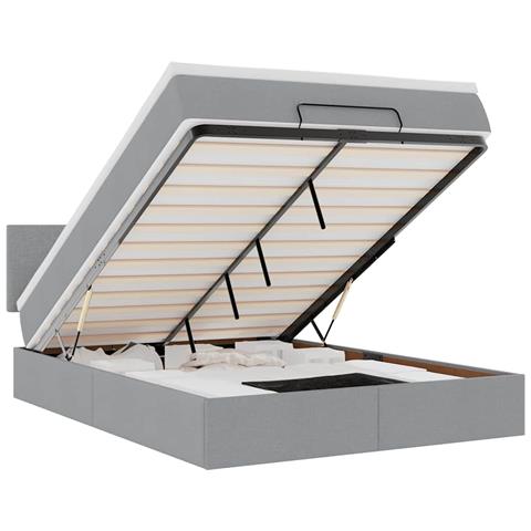 Pouf Letto con Materasso e LED Grigio Chiaro 140x190 cm - Foto 1