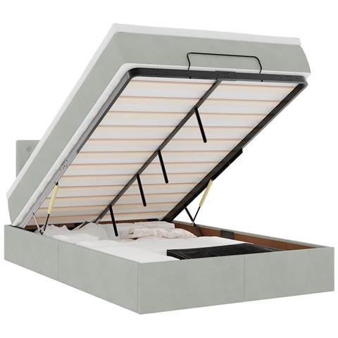 Struttura Letto Pouf con Materasso 120x200 cm Velluto - Foto 1