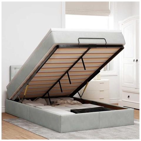 Struttura Letto Pouf con Materasso 120x200 cm Velluto - Foto 2