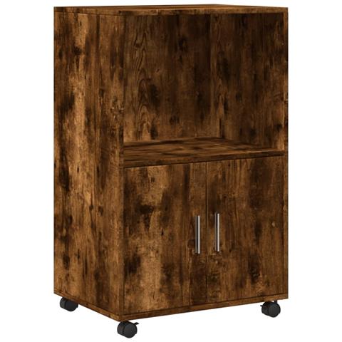 Mobiletto con Ruote Rovere Fumo 55x40x91 cm in Truciolato - Foto 1