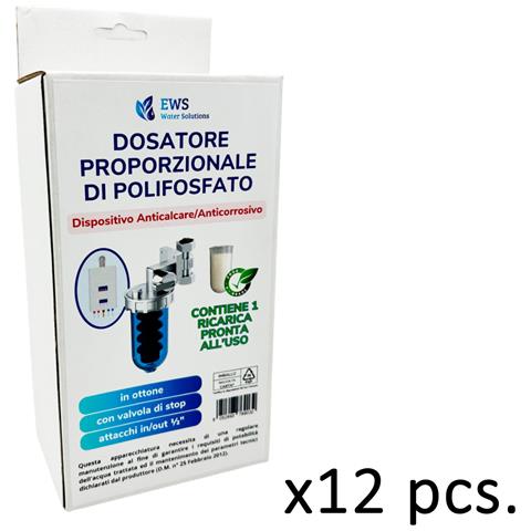 Dosatore Proporzionale Di Polifosfato Per Impianti Idraulici Per Caldaia Filtro Anticalcare Bypass Protezione Impianto Con Ricarica Inclusa Attacchi Ruotabili Confezione Da 12 Scatole - Foto 1