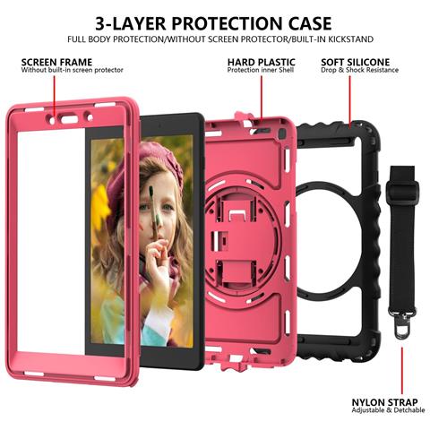 Custodia Per Samsung Galaxy Tab A 8.4"" Con Supporto E Tracolla Rosa - Foto 4