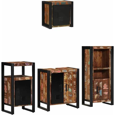 Set di mobili per il bagno 4 pcs Legno massello riciclato - Foto 2