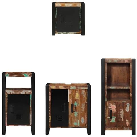 Set di mobili per il bagno 4 pcs Legno massello riciclato - Foto 9