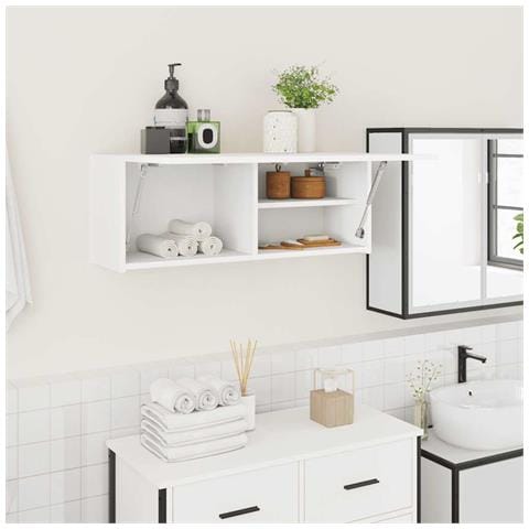 Mobile da Bagno a Parete Bianco 80x25x30cm in Legno Multistrato - Foto 2