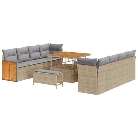 Set Divano da Giardino con cuscino 11 pcs beige e grigio chiaro - Foto 1