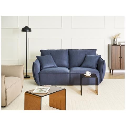 Divano 3 Posti Kunes Tessuto Blu Scuro - Foto 1