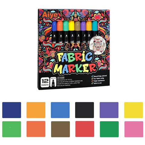 Pennarelli Per Tessuti A 12 Colori - Penne Impermeabili Per Progetti Artistici Fai Da Te - Foto 2