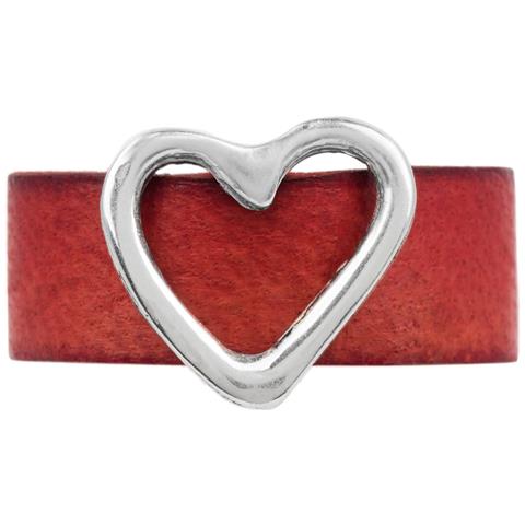 Anello In Argento 925 Placcato In Pelle, Cuore Rosso - Foto 2