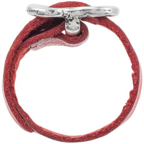 Anello In Argento 925 Placcato In Pelle, Cuore Rosso - Foto 4