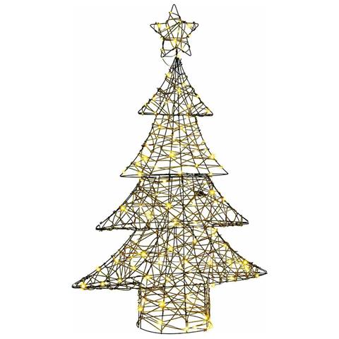 Albero di Natale con 120 LED Bianco caldo 120 cm Rattan - Foto 1