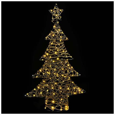 Albero di Natale con 120 LED Bianco caldo 120 cm Rattan - Foto 2