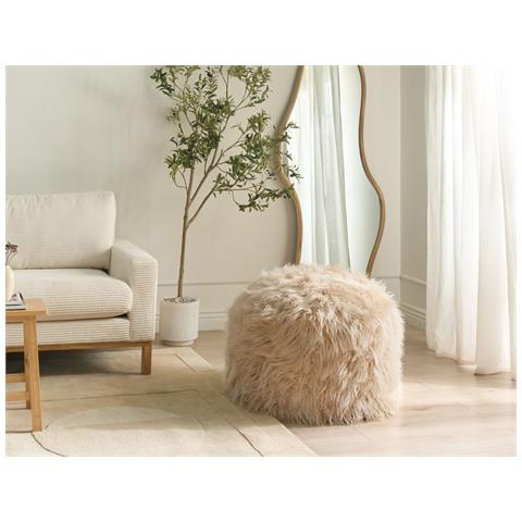 Pouf Tukki Finta Pelliccia Beige Chiaro - Foto 1