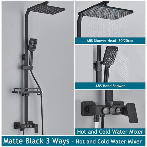 Colonna doccia Blackswan, tipo M221, modello nero opaco, con doccetta a 3 vie tipo SPA e bocca mobile nascosta, misura 116 cm - Foto 2