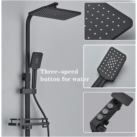 Colonna doccia Blackswan, tipo M221, modello nero opaco, con doccetta a 3 vie tipo SPA e bocca mobile nascosta, misura 116 cm - Foto 4