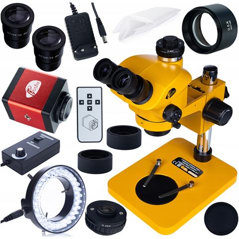 Mikroscopio Trinoculare 7-50x Con Fotocamera Fullhd Hdmi /vga E Lente Barlow 0.5x - Set Professionale Per Ispezione E Saldatura Elettronica - Foto 1