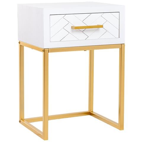 Comodino In Legno E Metallo 1 Cassetto 40x36x60 - Foto 1