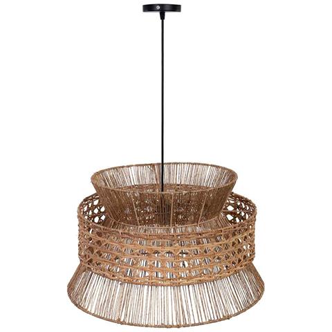 Lampada Da Soffitto In Rattan E Juta Marrone D50x33h Cm - Foto 1